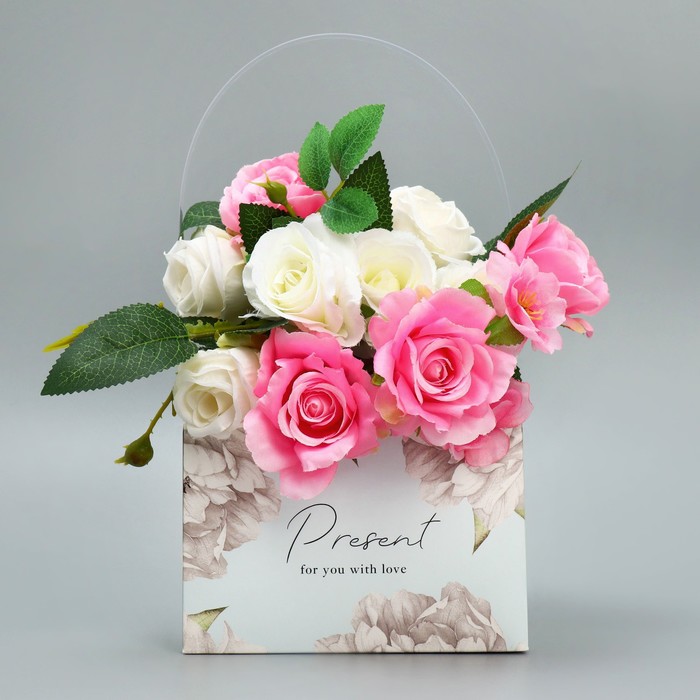 Переноска влагостойкая для цветов «Цветы», 15 × 10 × 13 см