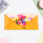 Конверт для денег "Поздравляю!" букет тюльпанов, 16,5х8 см - Фото 3