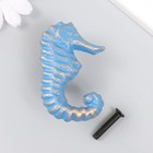 Ручка дверная чугун "Морской конёк" голубая с патиной 6,7х4,5 см - Фото 1