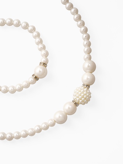 Набор 3 предмета: серьги, колье, браслет «Жемчуг» элегантный, цвет белый в серебре