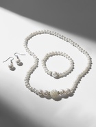 Набор 3 предмета: серьги, колье, браслет «Жемчуг», элегантный, белый в серебре - Фото 6