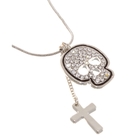 Кулон "Крест с черепом", цвет серебро, 45см - Фото 1