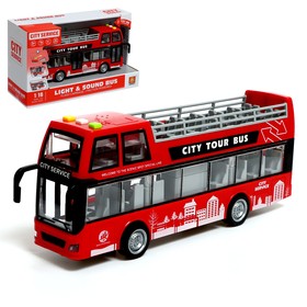 Автобус инерционный "Город", 1:16, свет и звук, открываются двери, цвет красный