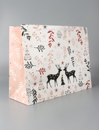 Пакет подарочный новогодний ламинированный горизонтальный «Праздник в лесу», 49×40×19 см - Фото 4