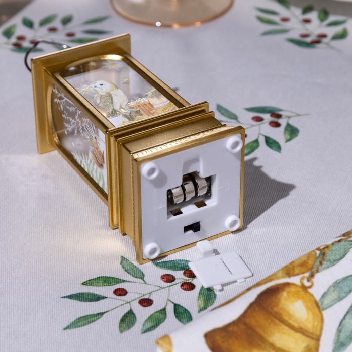 Светодиодная фигура «Золотистый фонарь с совой» 5 × 12 × 5 см, пластик, батарейки AG13х3, свечение тёплое белое