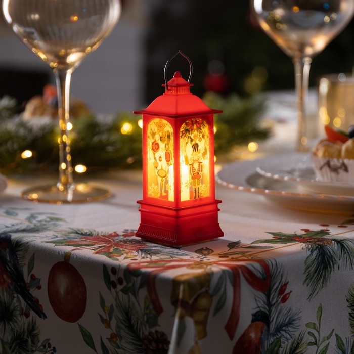 Светодиодная фигура «Красный фонарь с щелкунчиком» 5 × 12 × 5 см, пластик, батарейки AG13х3, свечение тёплое белое - Фото 1