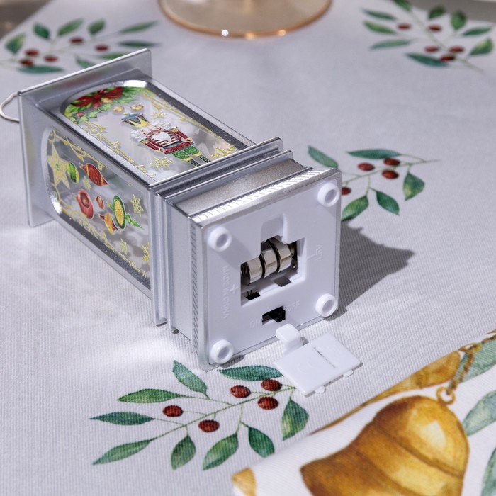 Светодиодная фигура «Серебристый фонарь с щелкунчиком» 5 × 12 × 5 см, пластик, батарейки AG13х3, свечение тёплое белое