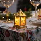 Светодиодная фигура «Золотистый фонарь с лосём и косулей» 6.3 × 12 × 6.3 см, пластик, батарейки AG13х3, свечение тёплое белое - фото 320081427