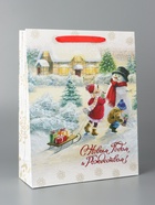 Пакет подарочный новогодний ламинированный вертикальный «С Новым годом и Рождеством», 31×40×11.5 см - Фото 2