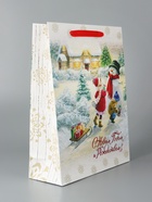 Пакет подарочный новогодний ламинированный вертикальный «С Новым годом и Рождеством», 31×40×11.5 см - Фото 3