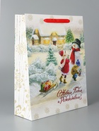 Пакет подарочный новогодний ламинированный вертикальный «С Новым годом и Рождеством», 31×40×11.5 см - Фото 4