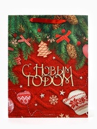 Пакет подарочный новогодний ламинированный «С Новым годом», 33×42×10 см - Фото 3