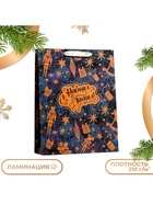 Пакет подарочный новогодний ламинированный вертикальный «С Новым годом», 33×42×10 см - Фото 1