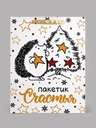 Пакет подарочный новогодний ламинированный вертикальный «Пакетик счастья», 33×42×10 см - Фото 3