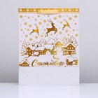 Пакет подарочный новогодний ламинированный вертикальный «Олени», 33×42×10 см - Фото 3