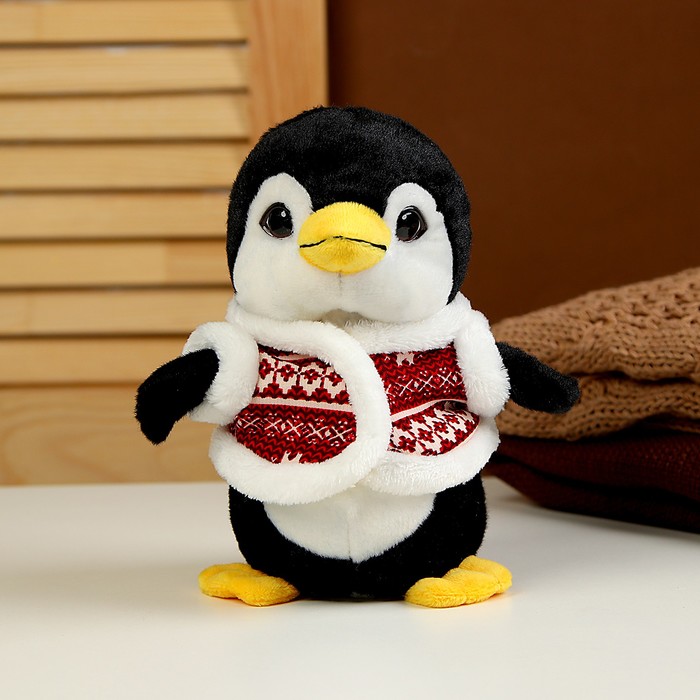 Мягкая игрушка «Пингвин» в шубке, 19 см, цвет чёрный - фото 11037744