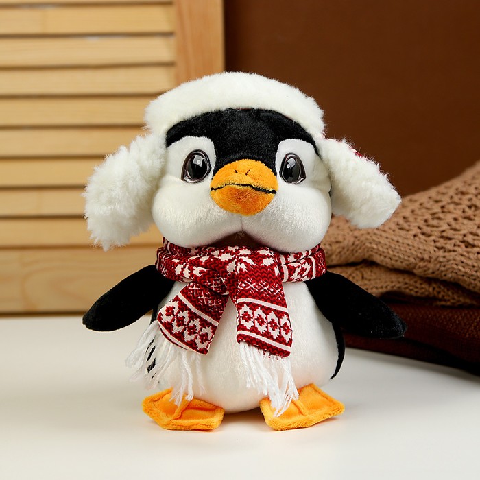 Мягкая игрушка «Пингвин» в шапочке, 22 см, цвет чёрный