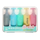 Набор маркеров-текстовыделителей 5 штук, 5 цветов, мини плоские, скошенные - Фото 1