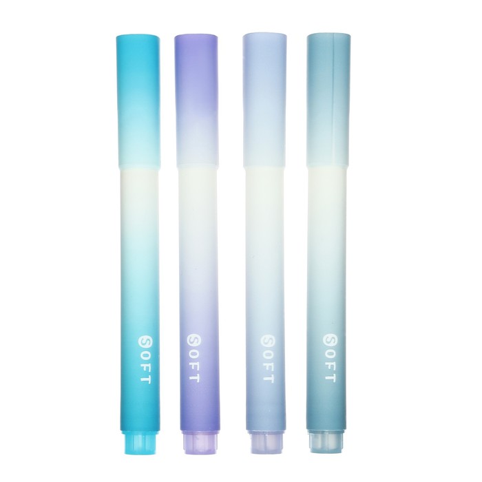 Набор маркеров-текстовыделителей 4 штуки/4 цвета, пастель, сине-сиреневый градиент - Фото 1