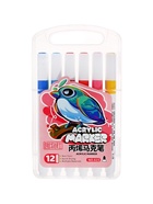 Набор маркеров акриловых 12 цветов, круглый наконечник, для любой поверхности - Фото 2