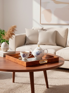 Поднос пластиковый прямоугольный с зеркалом «Штрихи», 37×37×4.5 см сервировочный