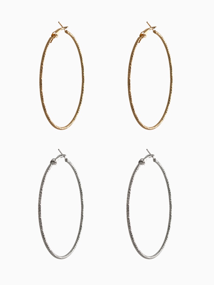 Серьги-кольца «Рельеф», миксы, d=5.7 см - Фото 1