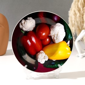 Тарелка декоративная 'Овощи', D=17,5 см