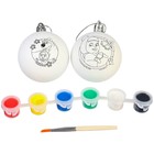 Ёлочные шары под раскраску на новый год «Маша и Медведь», d=5.5 см, 2 шт, краски, набор для творчества - Фото 3