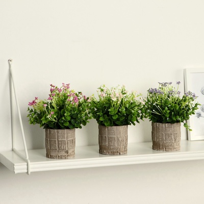 Искусственный цветок в горшке «Фиалка химера», 8×17 см, МИКС