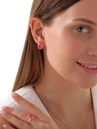 Гарнитур 3 предмета: серьги, кулон, кольцо безразмерное «Эдель» овал, цвет ярко-розовый в золоте, 45 см - Фото 2