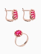 Гарнитур 3 предмета: серьги, кулон, кольцо безразмерное «Эдель» овал, цвет ярко-розовый в золоте, 45 см - Фото 4