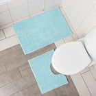 Набор ковриков для ванной и туалета Доляна «Букли», 2 шт, 40×50 см, 50×80 см, цвет голубой - Фото 5