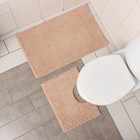 Набор ковриков для ванны и туалета Доляна «Букли», 2 шт, 40×50, 50×80 см, цвет бежевый - Фото 5