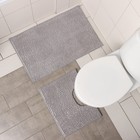 Набор ковриков для ванной и туалета Доляна «Букли», 2 шт, 40×50, 50×80 см, цвет серый - Фото 1