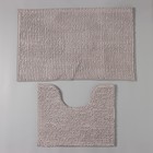 Набор ковриков для ванной и туалета Доляна «Букли», 2 шт, 40×50, 50×80 см, цвет серый - Фото 2
