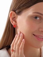 Гарнитур 3 предмета: серьги, кулон, кольцо безразмерное «Эдель» ромб, цвет бордовый в золоте, 45 см - Фото 2