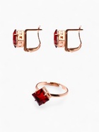 Гарнитур 3 предмета: серьги, кулон, кольцо безразмерное «Эдель» ромб, цвет бордовый в золоте, 45 см - Фото 7