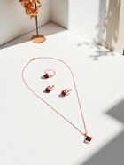 Гарнитур 3 предмета: серьги, кулон, кольцо безразмерное «Эдель» ромб, цвет бордовый в золоте, 45 см - Фото 9