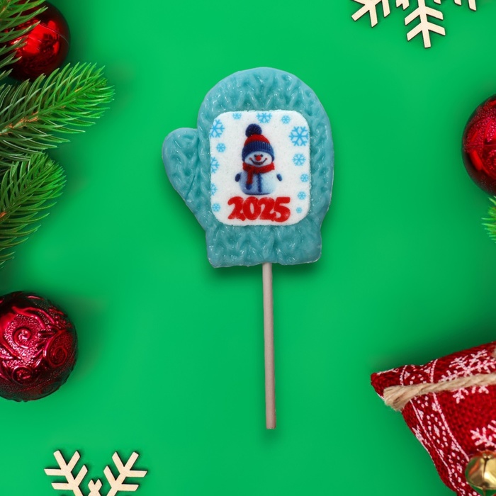 Леденец новогодний с печатью «Снеговик 2025», 30 г - Фото 1