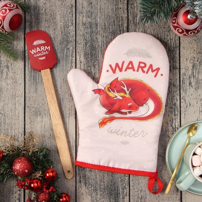 Набор подарочный «Доляна» Warm winter: варежка-прихватка, лопатка силикон