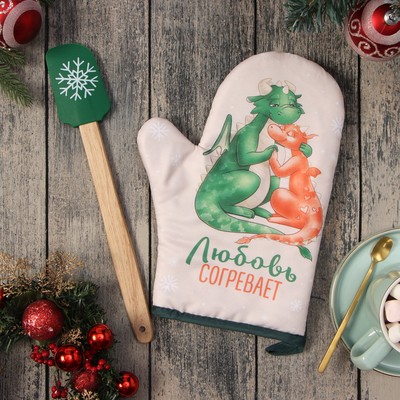 Набор подарочный «Доляна. Любовь»: варежка-прихватка, лопатка силикон