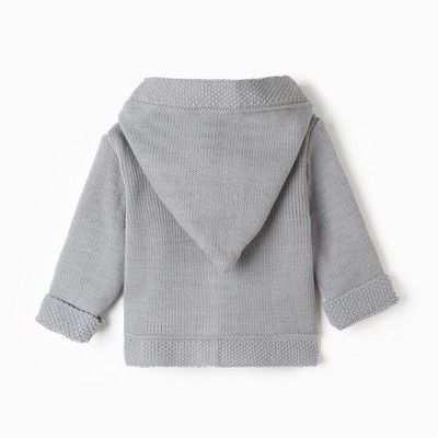 Джемпер детский вязаный с капюшоном «Крошка Я», рост 74-80 см, серый