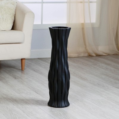 Ваза напольная «Мавис», талия, d внутренний 12.5 см, 16×60 см, керамика, чёрная