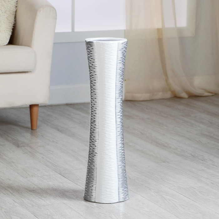 Ваза напольная «Опалин», d внутренний 11.5 см, 16×59 см, керамика, серо-белая - Фото 1