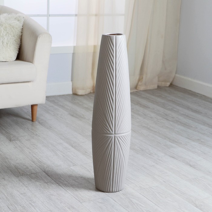 Ваза напольная «Силестайн», узор, d вн. 8 см, 11×74 см, керамика, серая - Фото 1