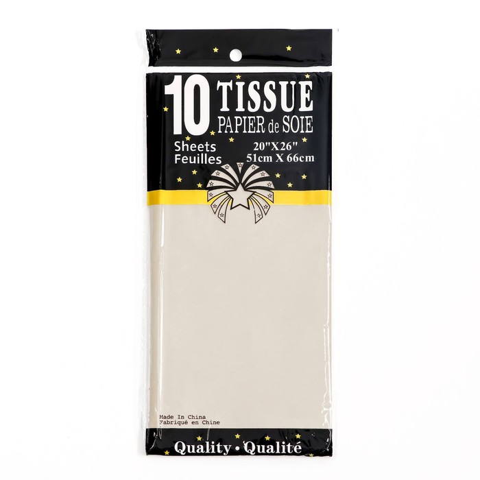 Бумага упаковочная тишью, дымчато белая, 50×66 см