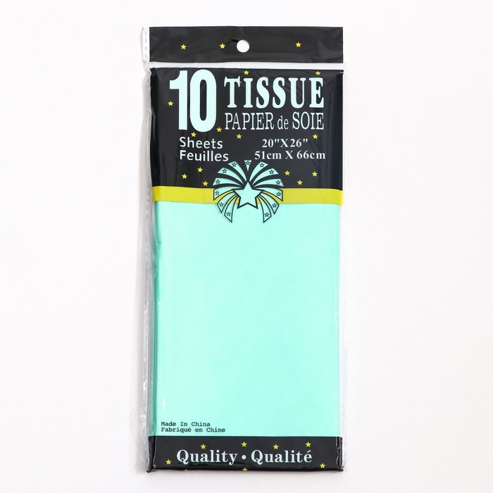 Бумага упаковочная тишью, аквамариновый, 50×66 см