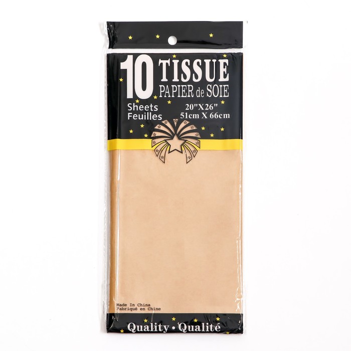 Бумага упаковочная тишью, крафтовый, 50×66 см