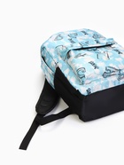 Рюкзак школьный на молнии, с карманами, с принтом, размер 30×13×42 см, голубой - Фото 4