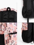 Рюкзак школьный на молнии, с карманами, с рисунками, размер 30×13×42 см, серый/розовый - Фото 6